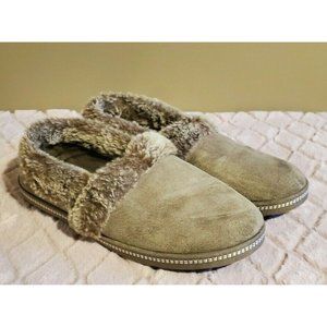 Skechers Cali Memory Foam, Beige w/ Faux Fur Trim, Women's Size 8